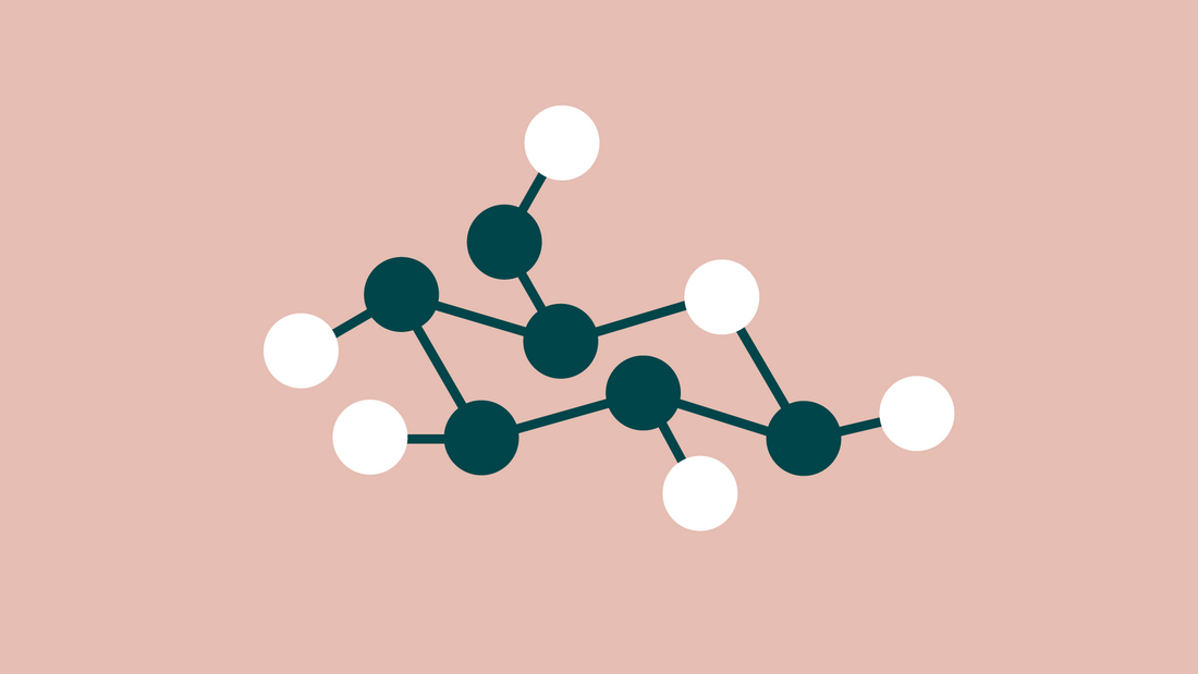 molécula de glucosa sobre un fondo de color rosa claro